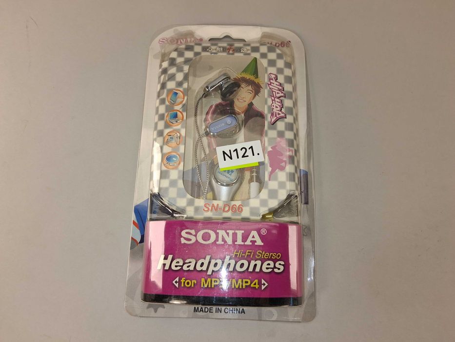 N121 Sonia Hi-Fi Stereo Headphones Douszne Do MP3 MP4 SN-D66 Nowe