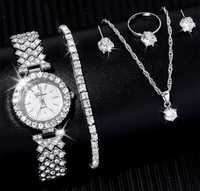 Zegarek damski cyrkonie plus zestaw biżuterii Nowy