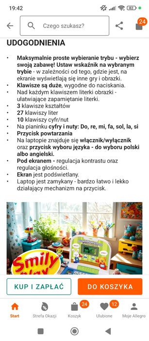 Laptop edukacyjny interaktywny Smily Play polsko-angielski dla dzieci