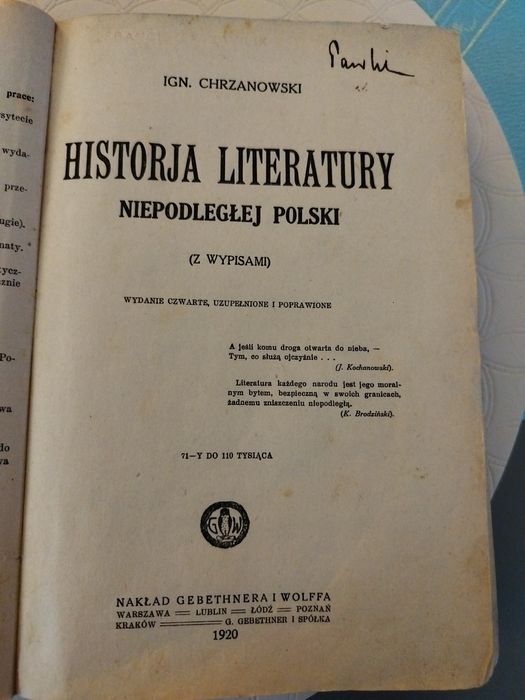Historia Literatury Niepodległej Polski – Ign. Chrzanowski