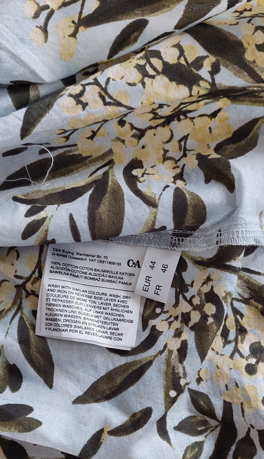 C&A r.44 bawełna niebieska maxi długa spódnica błękitna w kwiaty i liś