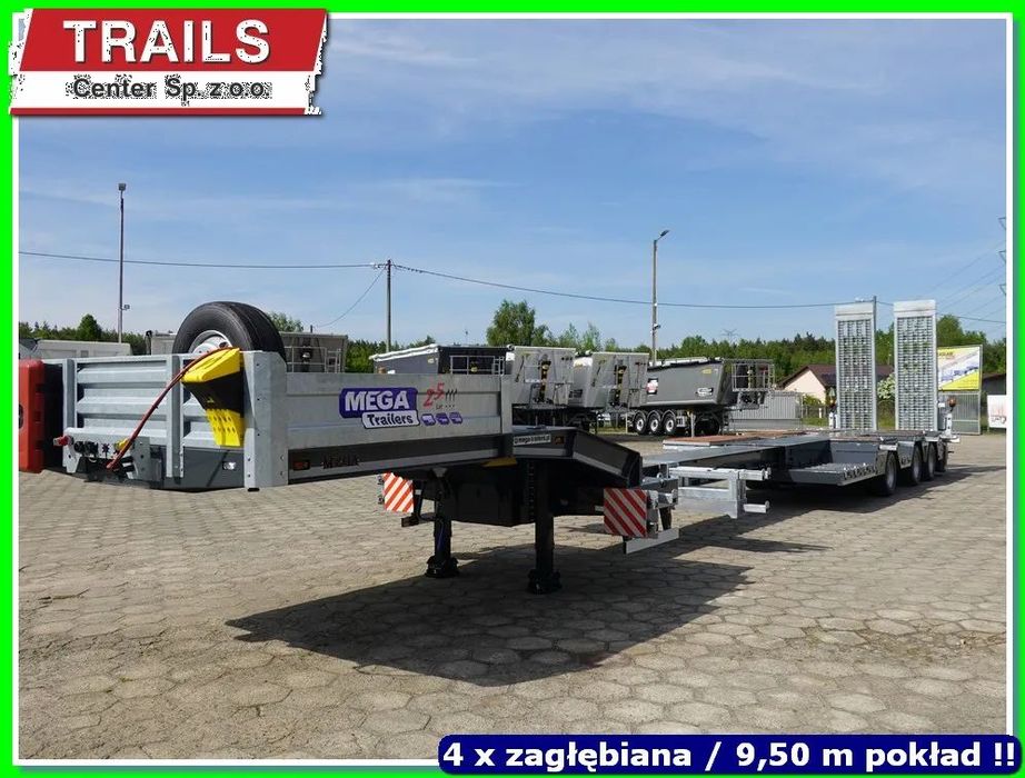 Naczepa rozciągana dł. 18,60 m, zagłębiana x 4, szer. 3,00 m - NAJAZDY HYDRAULICZNE. !!!  Gotowe niskopodwozie - pokład dłł. 9.500 mm + rozciągany 5.000 mm!