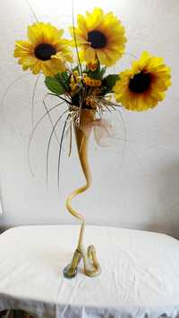 Duży wazon kwiaty kompozycja sloneczniki retro prl