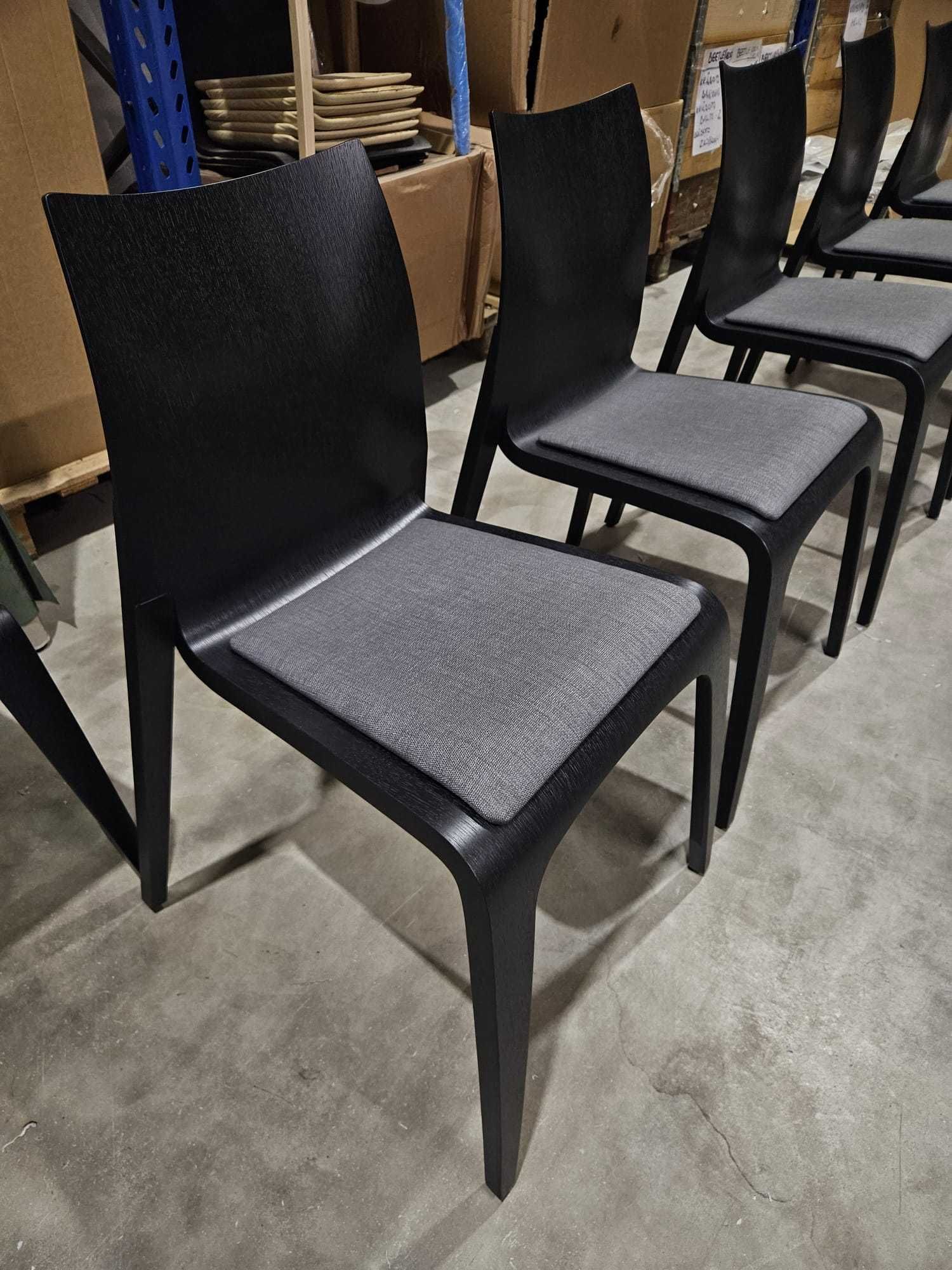 Designerskie krzesła drewniane PREMIUM czarne KOMPLET -10szt. NOWE