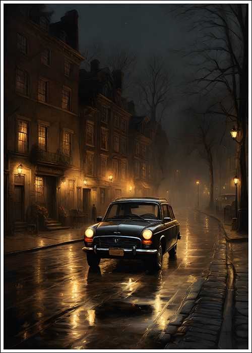 Plakat samochod w romantyczna noc 3 do biura - 50x70cm