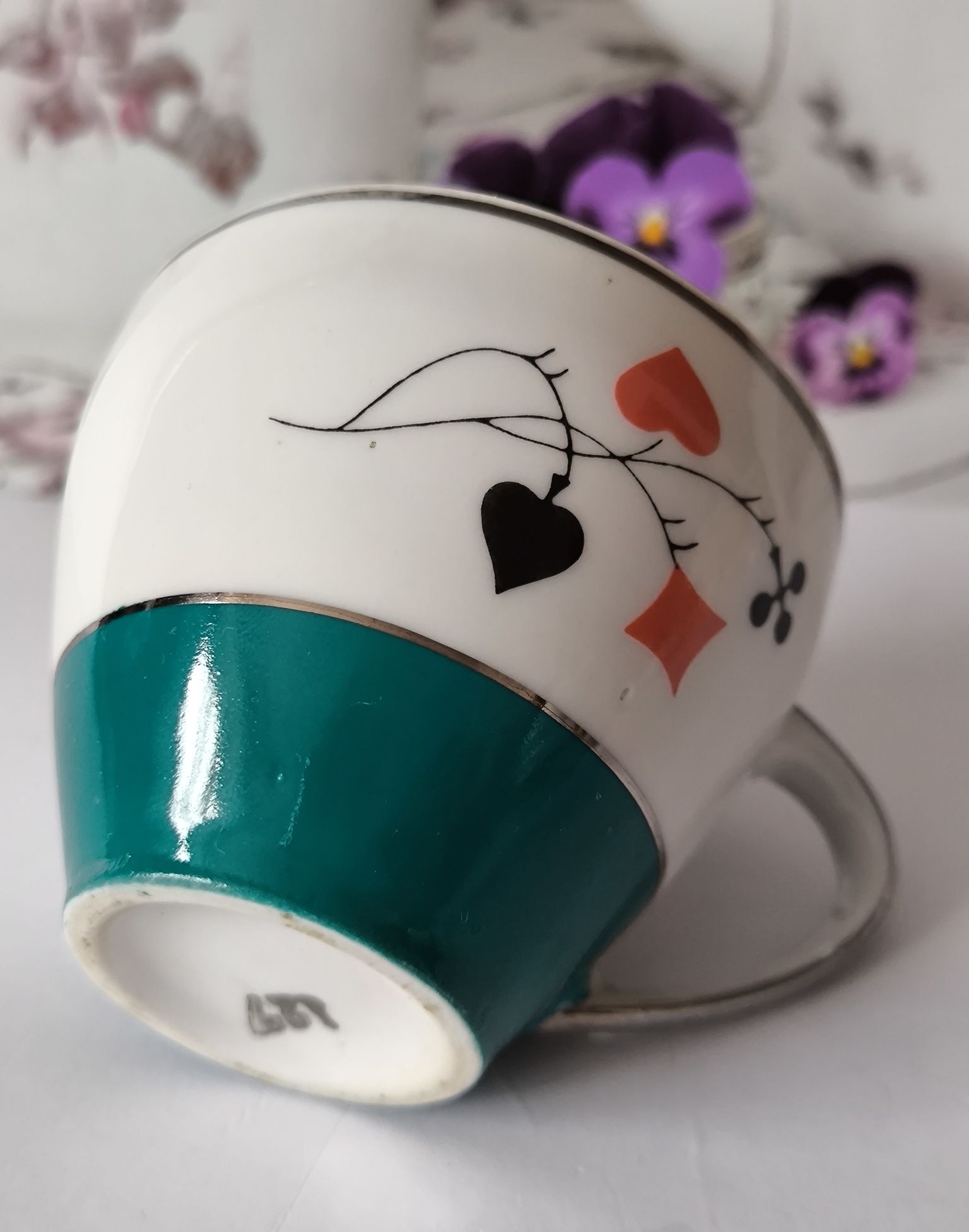 Filiżanka Ćmielów brydżowa piękna stara porcelana vintage