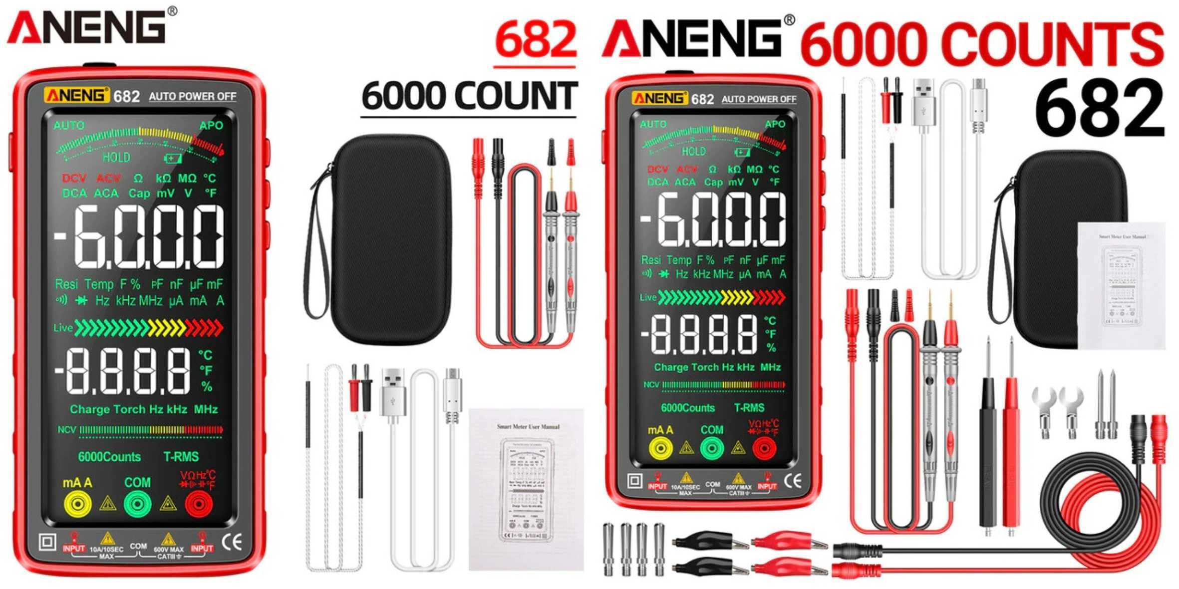 ANENG 620A 681 682 и 683 Smart тестер мультиметр AC/DC, NCV, R/C/D/t/f