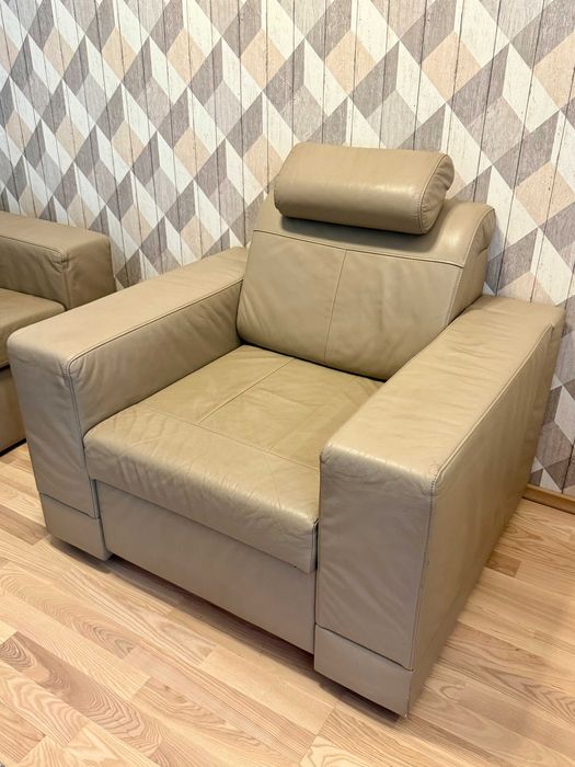 Meblomax Polska- premium skórzana kanapa (z funkcją spania)+ vip fotel
