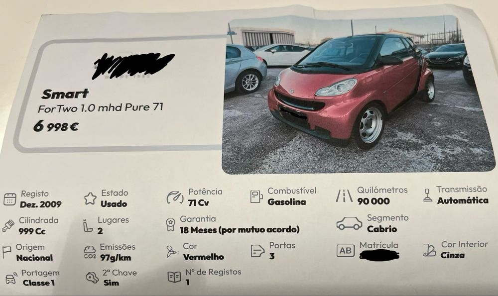 Smart Fortwo 94000km nacional