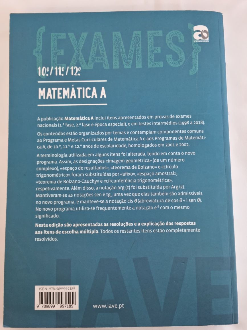 Livros de preparação para Exame - Matemática e Física Quimica