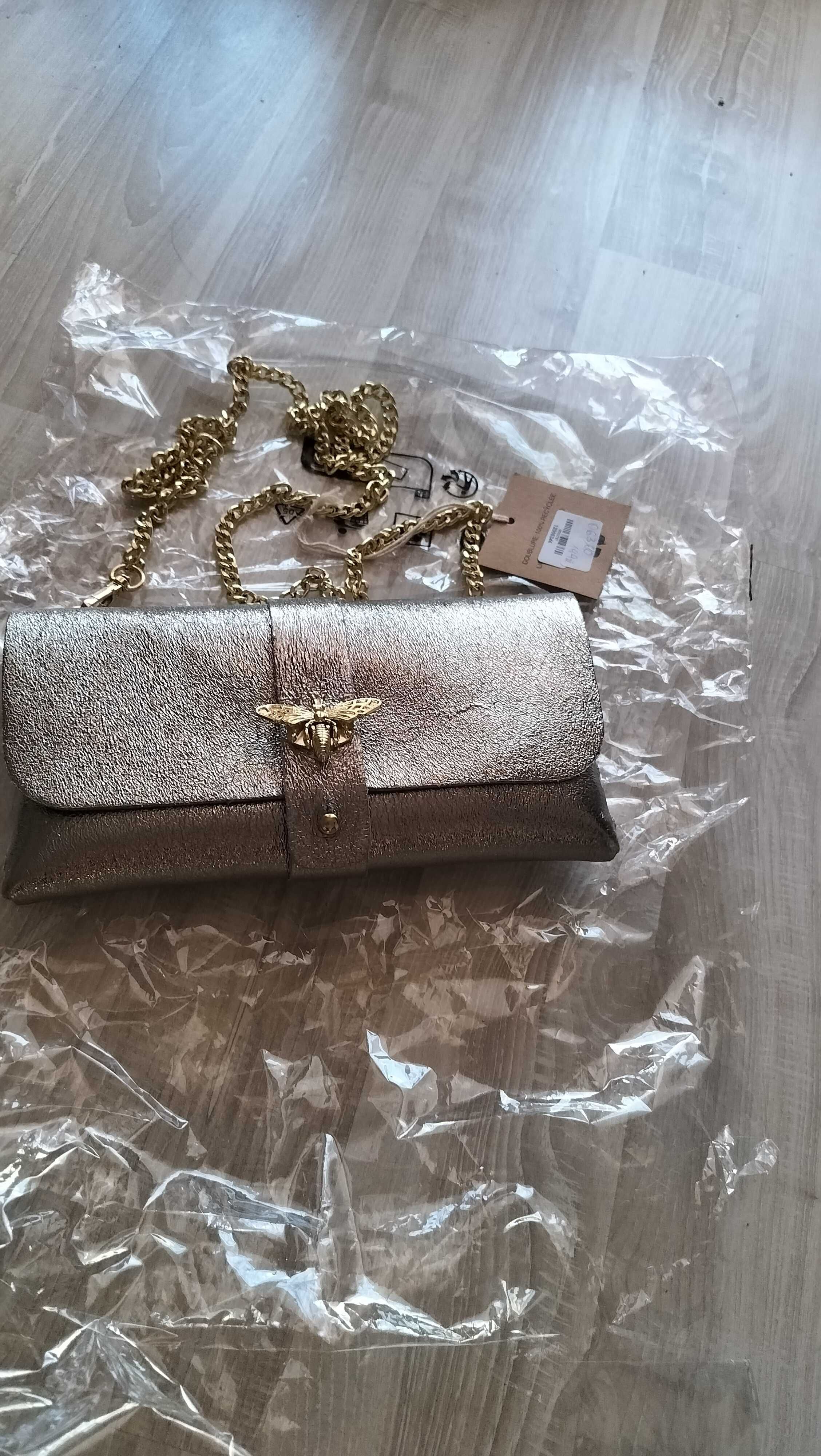 Clutch silver with gold chain