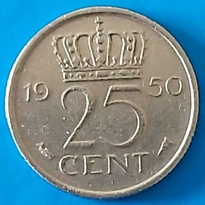 25 Cêntimos de 1950  Rainha Juliana dos Países Baixos