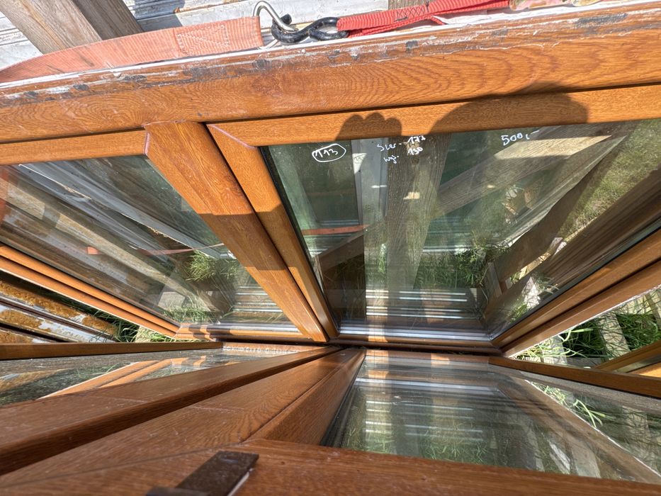 1x okno plastikowe 177x130 zloty dab ru (uchyl dzielone 50/50 transpor