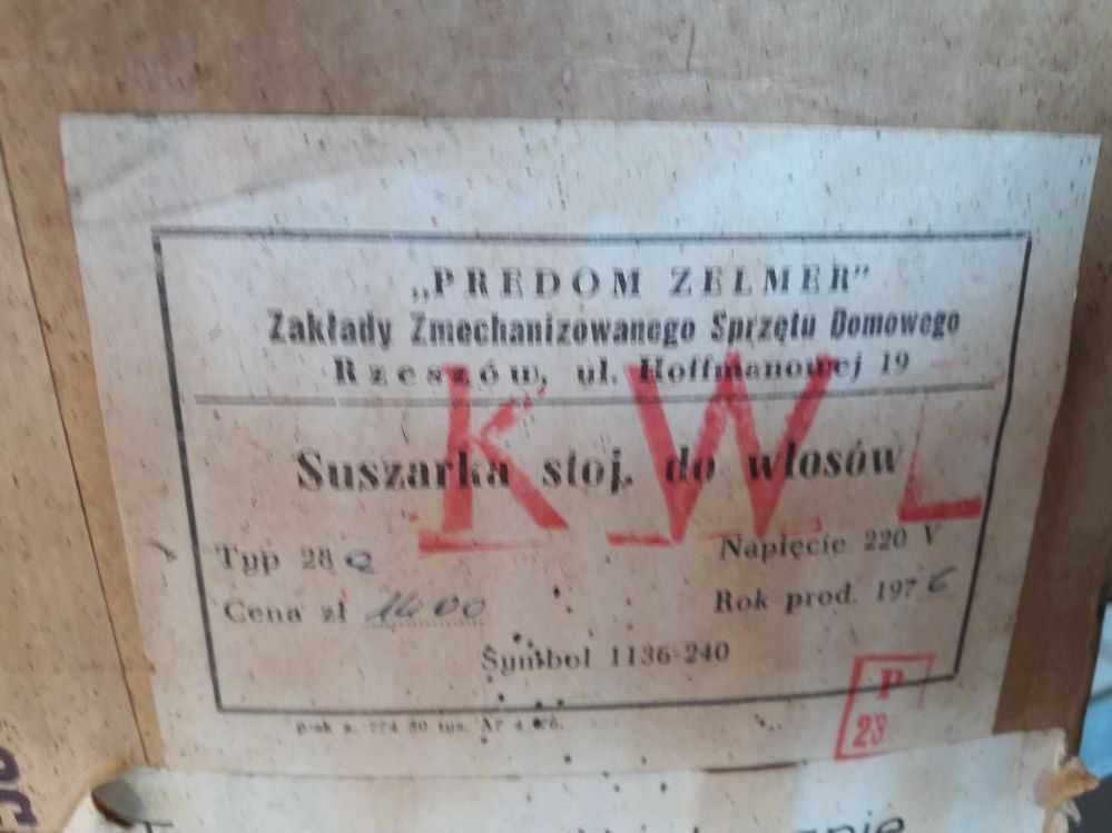 Suszarka do włosów stacjonarna PRL Predom Zelmer 76rok.