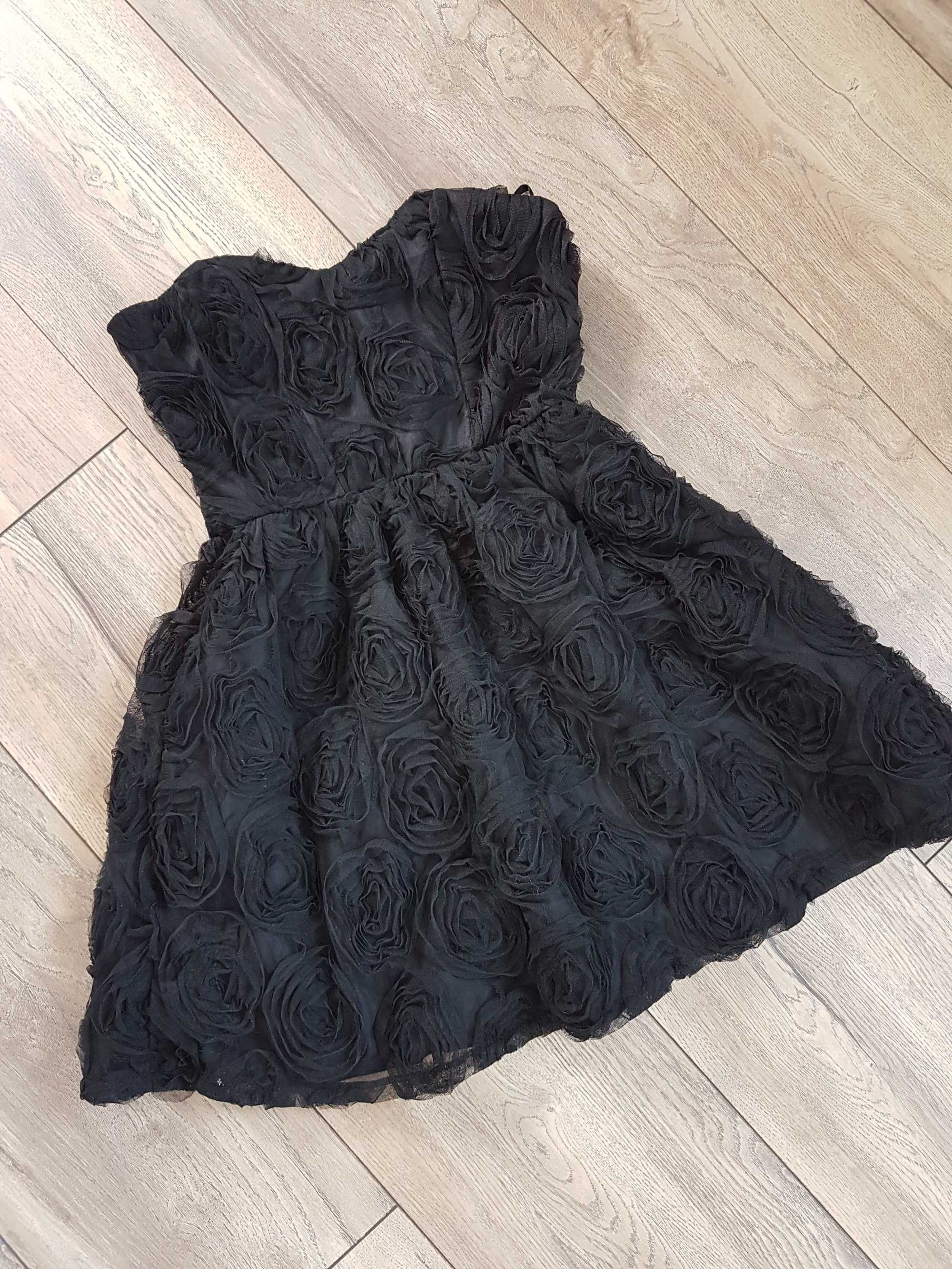 Sukienka gorsetowa Atmosphere Czarne róże Rose Black dress Wesele