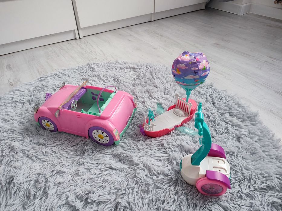 Samochód dla lalki barbie, balon i hulajnoga