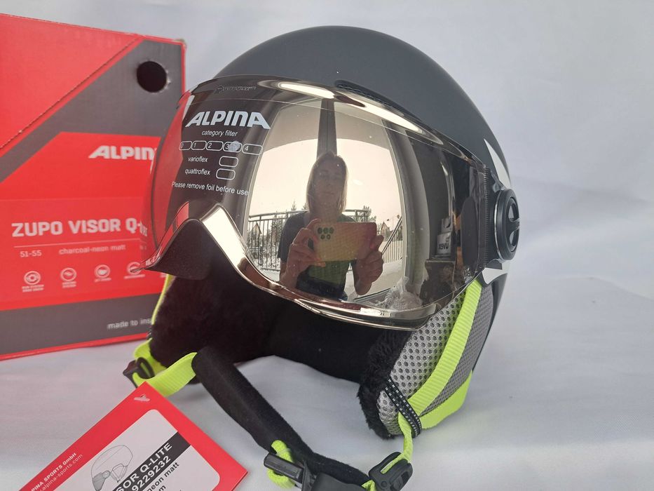 Kask narciarski Alpina Zupo Visor Q-Lite Charcoal Neon Matt S 51-55cm