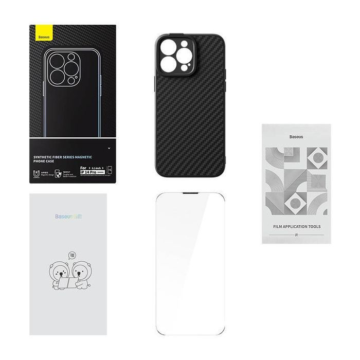 Magnetyczne etui do iPhone 14 Pro (czarne) +szkło hartowane +zestaw
