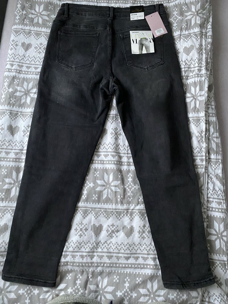Czarne nowe spodnie jeans skinny M’Sara XL najmodniejsze