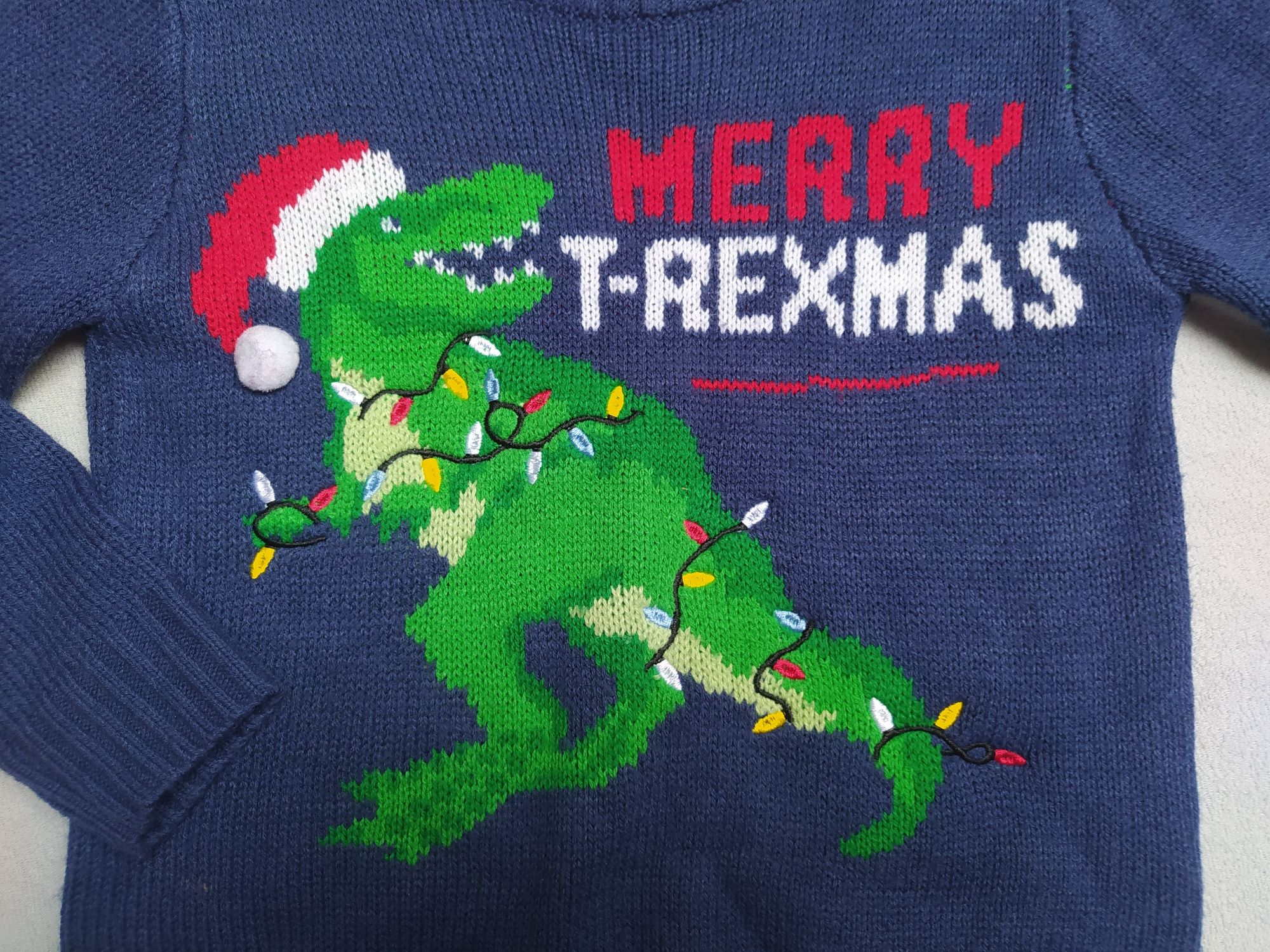 Sweter świąteczny T-Rex 5-6lat