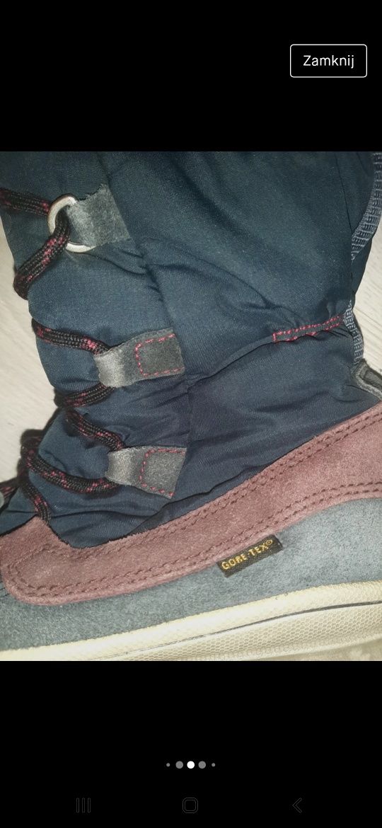 Ecco kozaki gore-tex granatowe na śnieg super