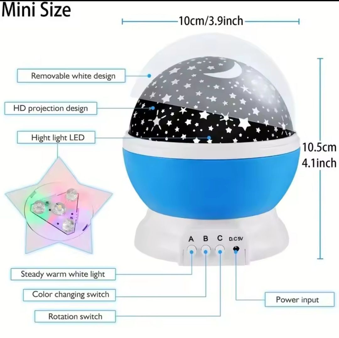 Mini projector de luz planetária no tecto e quarto de crianças *NOVO*