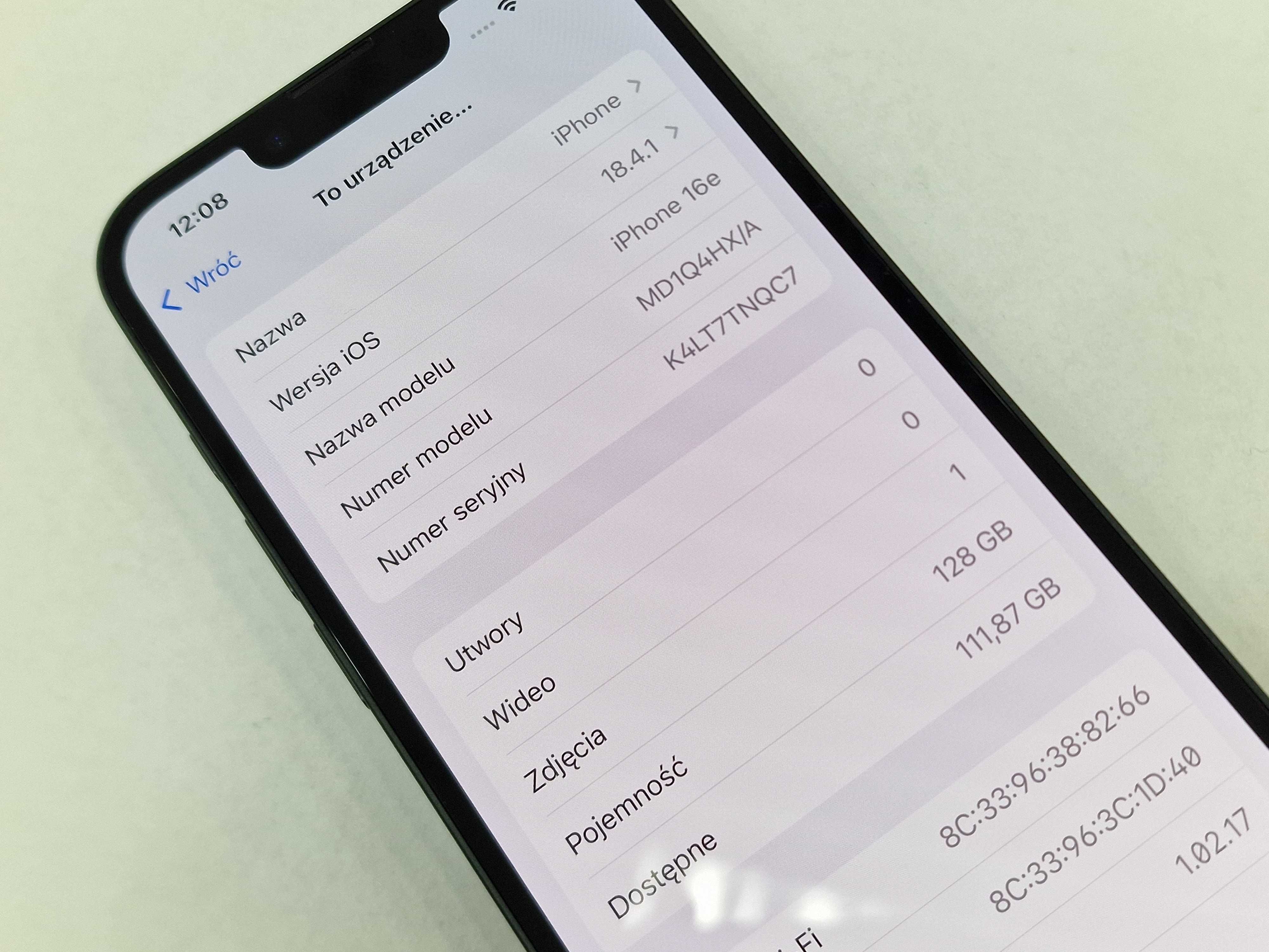 Iphone 16e 128GB/ Black/ A3409/ 100%/ Grade A+/ z Apple Store + ładow