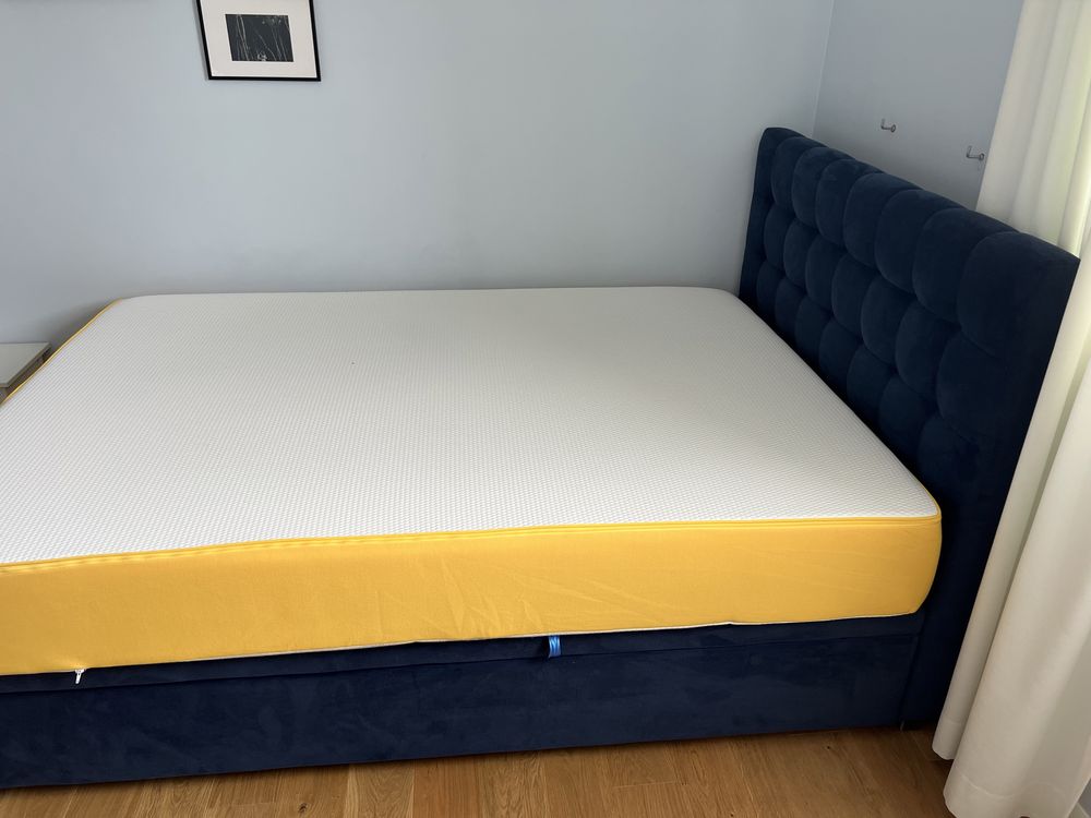 Senpo łóżko bravo kontynentalne tapicerowane i materac eve sleep 140