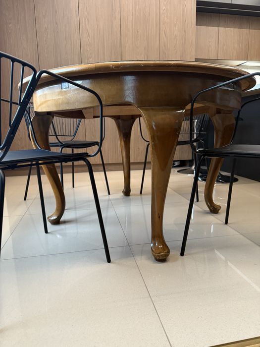 Stół okrągły, rozkładany- lite drewno/antyk