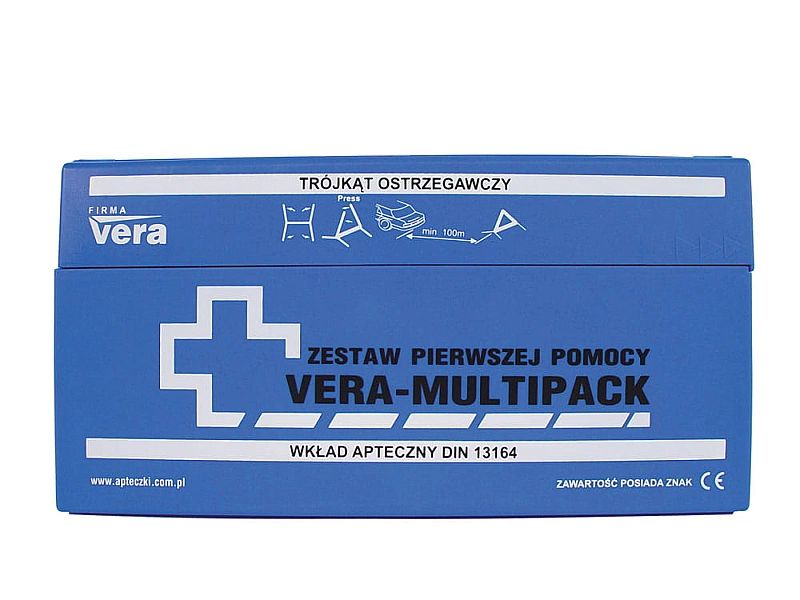 Samochodowy zestaw pierwszej pomocy VERA MULTIPACK w pudełku z tworzyw