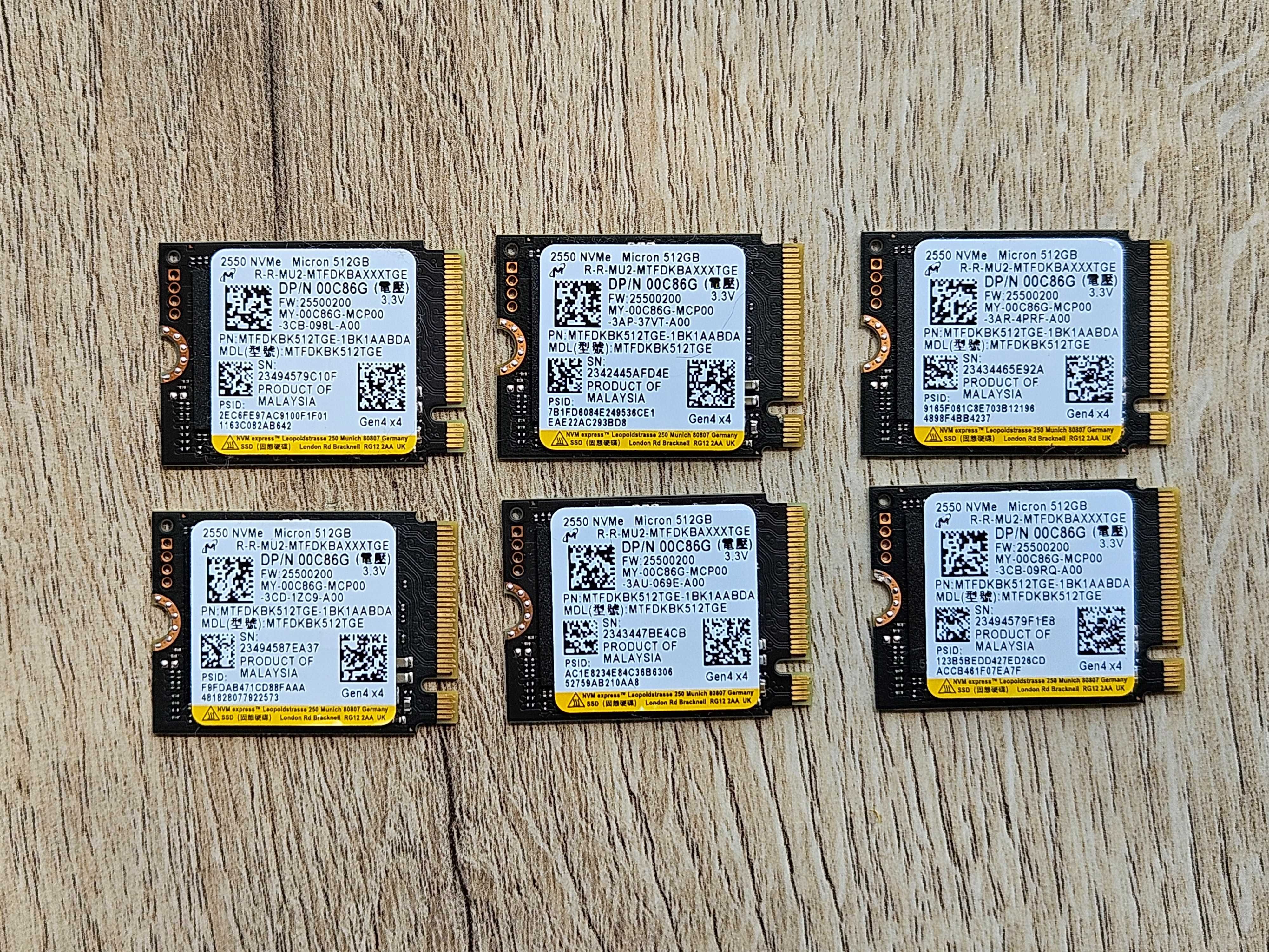 SSD 512Gb M.2 2230 NVMe PCIe Gen4.0 x4 Micron WD KIOXIA