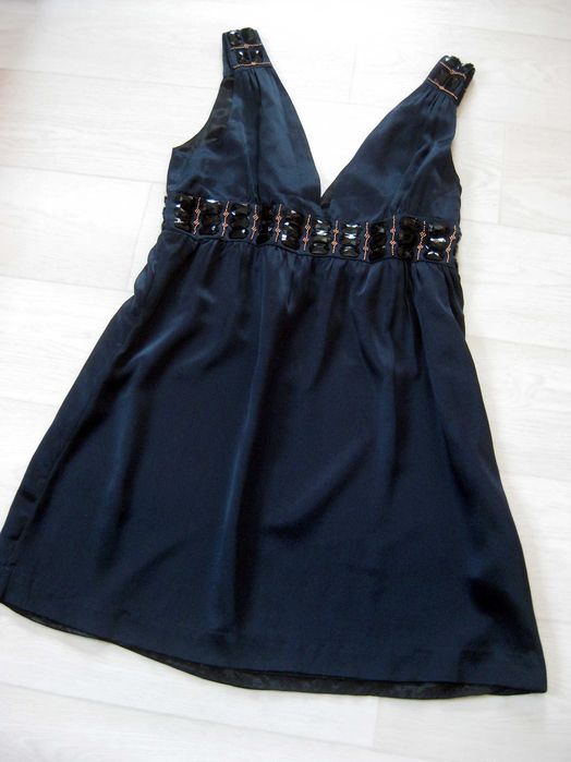 Шёлковое элегантное тёмно синее платье Whistles London L