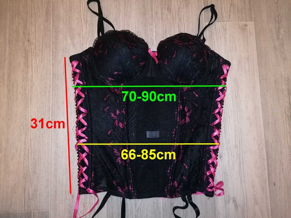 Seksowny gorset, koronka, sznurowanie + stringi, rozm L, nowy