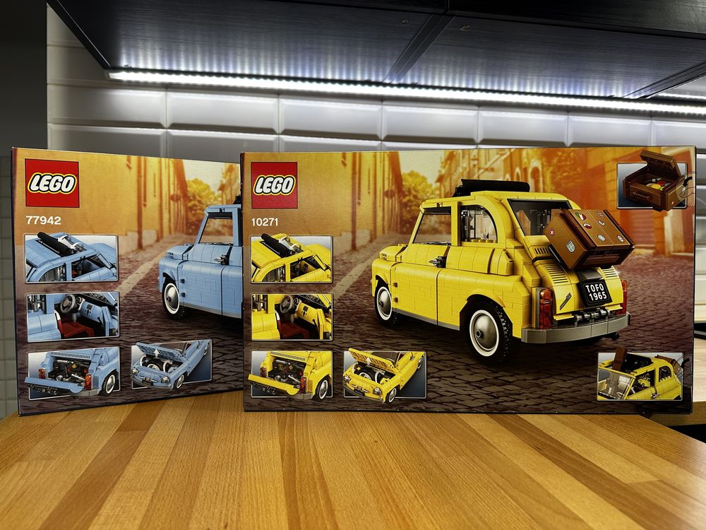 LEGO Creator Fiat 500 dwa zestawy 77942 i 10271 niebieski żółty UNIKAT