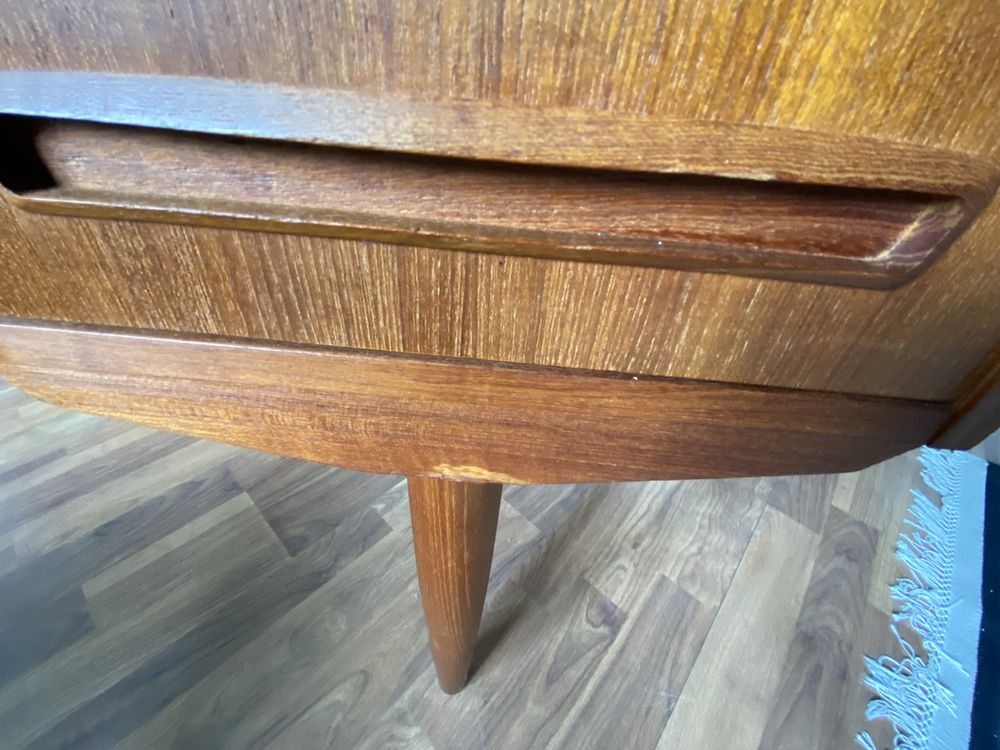 Duńskie tekowe biurko dwustronne mid century modern