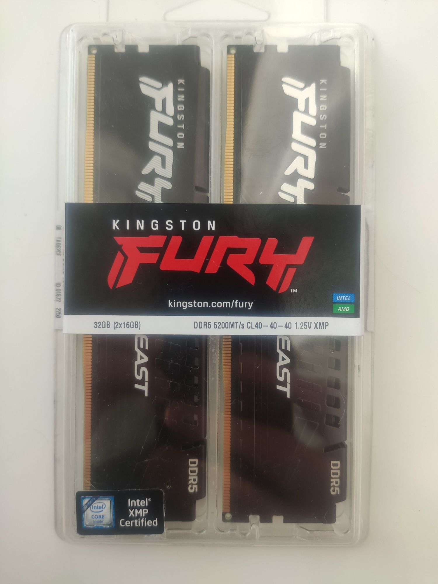 Kingston DDR5 32GB (2x16GB) 5200Mhz FURY Beast Black (KF552C40BBK2-32)