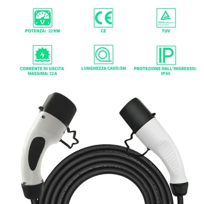 Cabo de carregamento type 2 22kw trifásico Khons