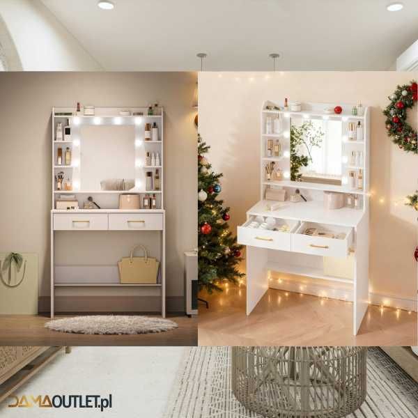 Toaletka stolik kosmetyczny z lustrem LED duży wybór DaMaOutlet.pl