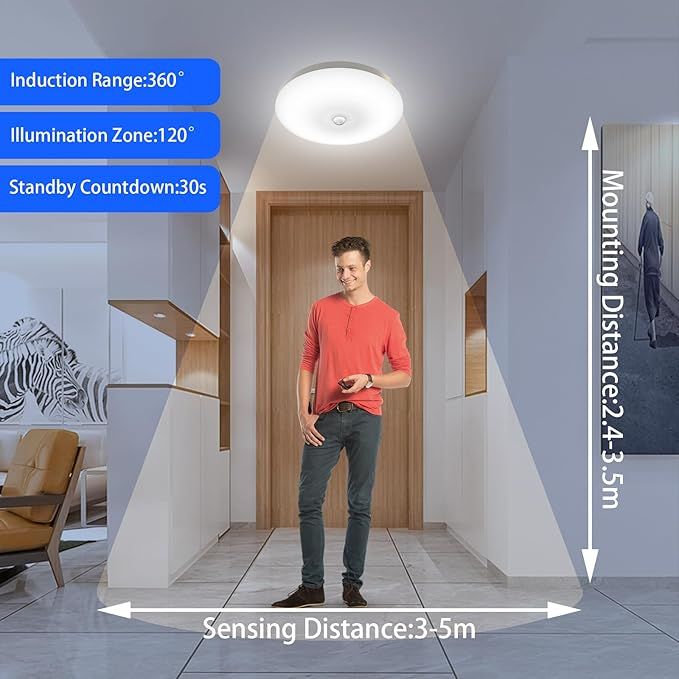 Lampa sufitowa ACMHNC LED z czujnikiem ruchu 18W, 6000K, IP45