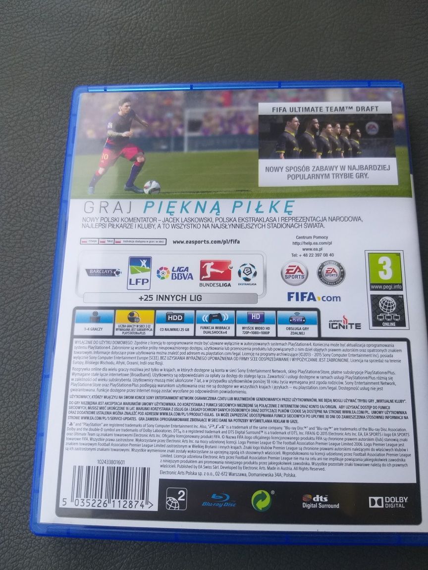 Gra Fifa 16 PS4 konsola Play Station 4 PL płyta piłkarska football