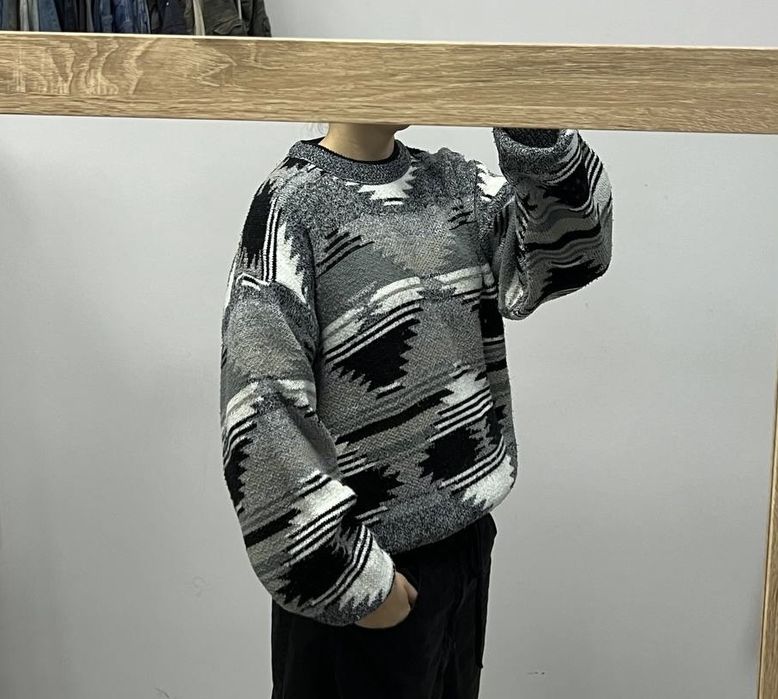 Вінтажний оверсайз світер oversize sweater rap широкий вязаний свитер