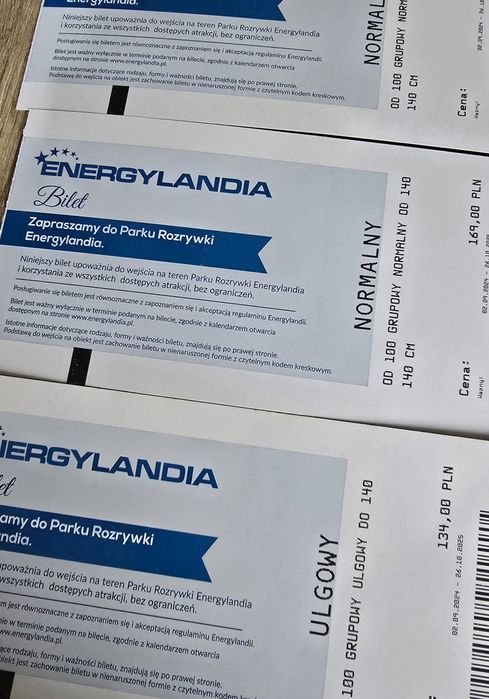 Atrakcyjna cena ! Bilet do Energylandii 1 ulgowy.