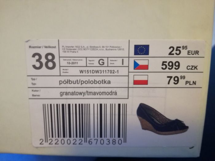 Buty Sandały na koturnie korkowej Jennifer r.38