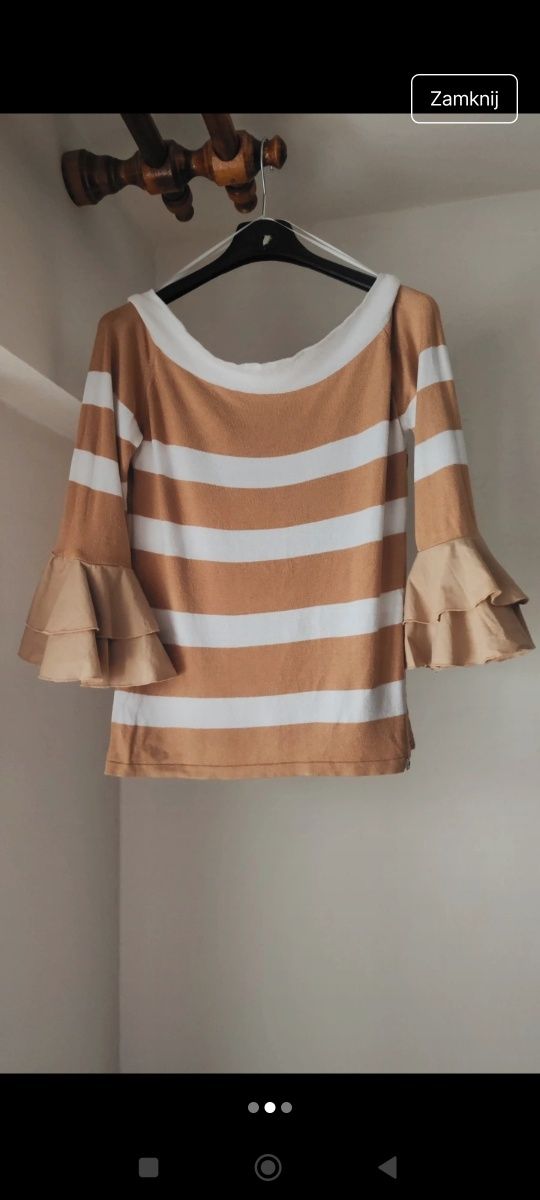 Beżowy sweter w paski cocomore varlesca chicaca butik