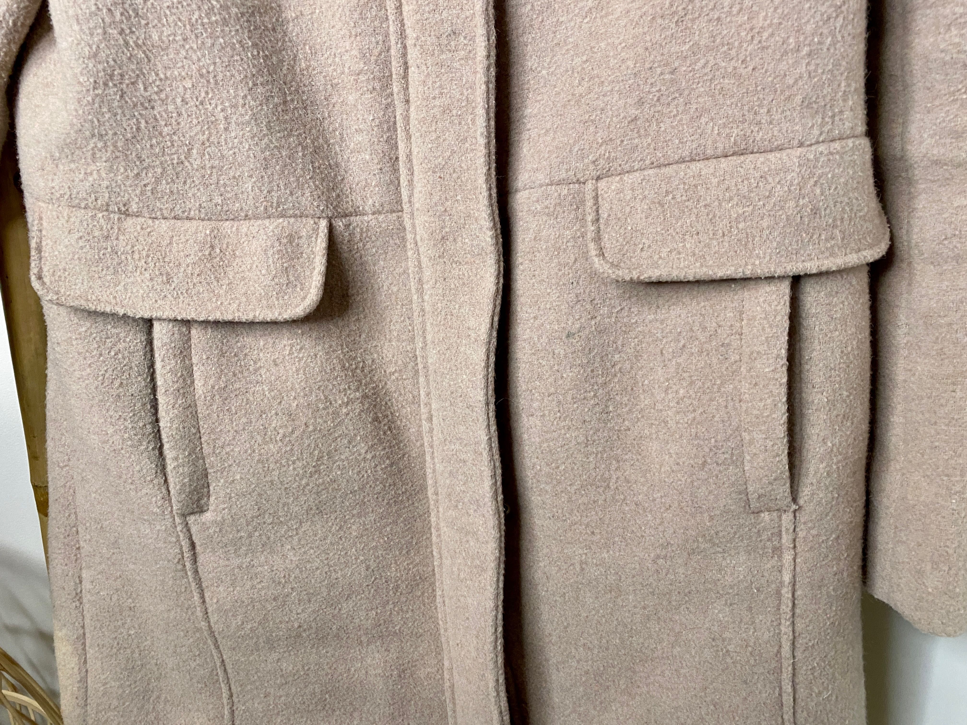 Płaszcz zimowy budrysówka Reserved beżowy r 38 M Wool Blend wełna