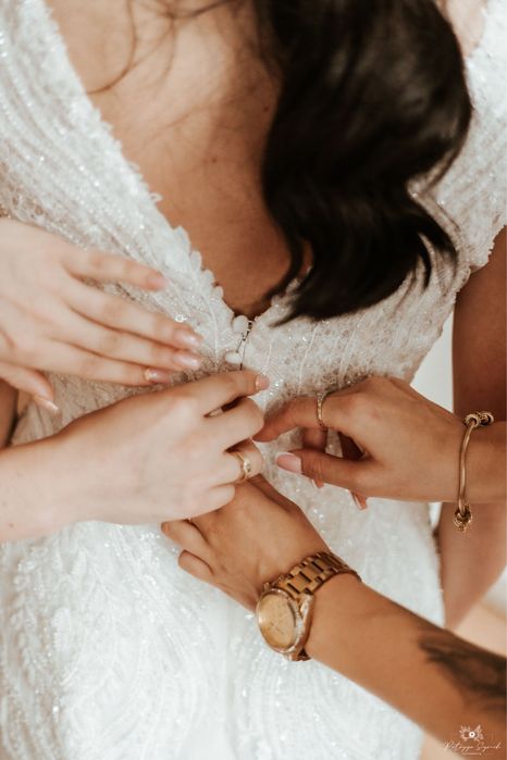 SUKNIA ŚLUBNA Rybka Agnes 34/36 Śmietanka Koronka