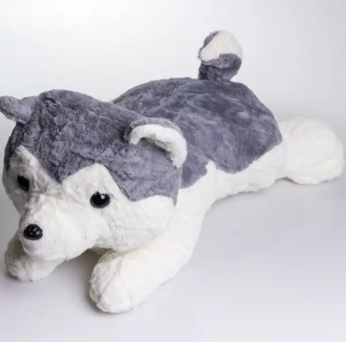 Іграшка-подушка Хаскі з пледом 100*180 см. Игрушка-подушка Хаски. Флис