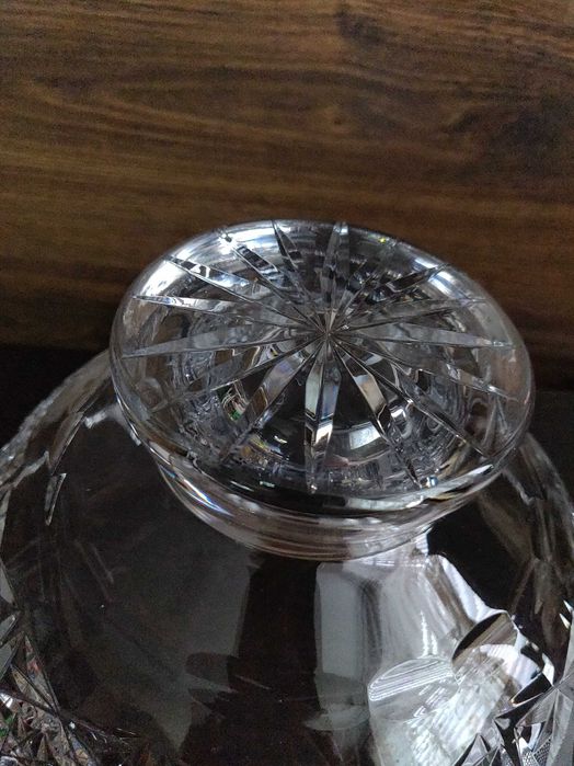 Ваза фруктовница полусфера CRYSTAL BOHEMIA на ножке, d 23 см, h 13 см.