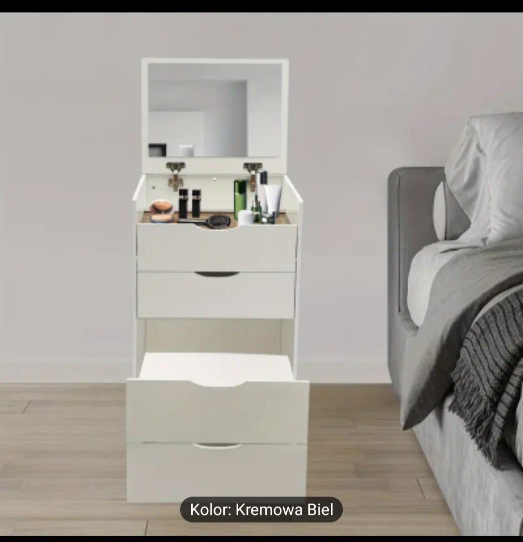 Toaletka z lustrem biała, biurko do makijażu, NOWA