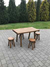 Stół i stołki drewniane ogrodowe